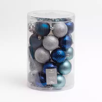 Набор шаров 30 шт 6 см белый с серебром 55S-04.20-YG