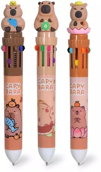 Ручка шариковая 10 цветов 0,5мм Капибара 058D-6438D