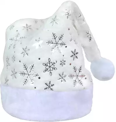 Новогодний колпак белый снежинки серебро 058D-6561D