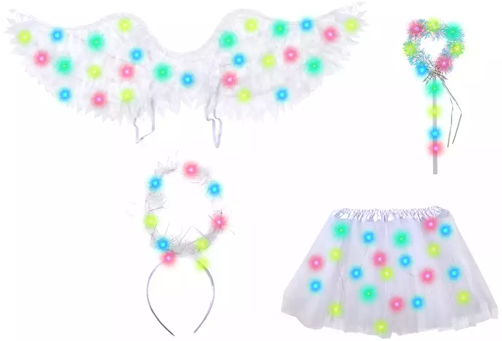 Карнавальный костюм свет (Юбка ,крылья,ободок,палочка) белый ангел 058D-6591D