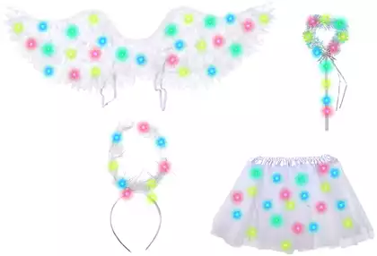 Карнавальный костюм свет (Юбка ,крылья,ободок,палочка) белый ангел 058D-6591D