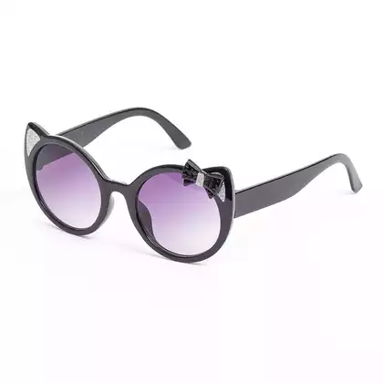 Очки солнцезащитные Ушки с бантиком черный и фиолетовый 058D-6570D
