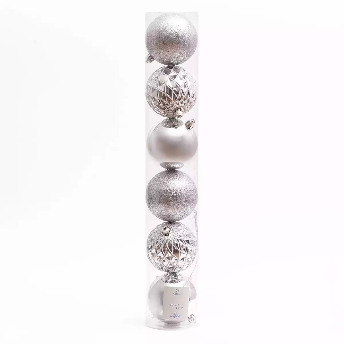 Набор шаров 8 см 6 шт серебро 058D-6680D