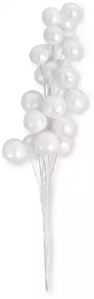 Новогодняя ветка 19 см шарики на вставках белый 058D-6585D