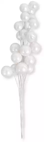 Новогодняя ветка 19 см шарики на вставках белый 058D-6585D