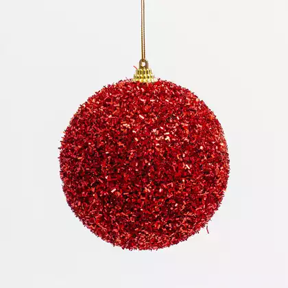 Новогодний шар 10 см красный 058D-6688D