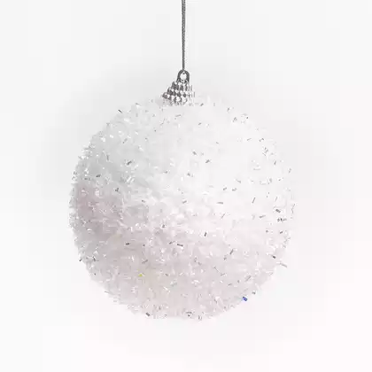 Новогодний шар 10 см белый 058D-6691D
