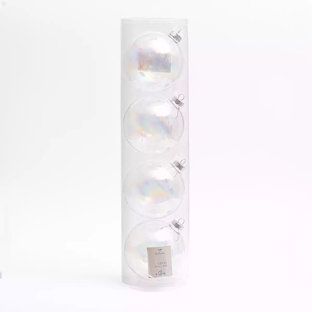 Набор стеклянных шаров 10 см 4 шт перламутровый 058D-6596D