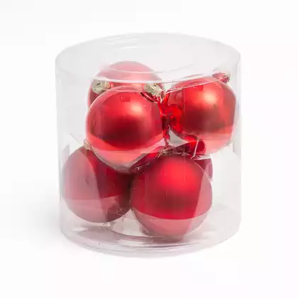 Набор стеклянных шаров 8 см 6 шт красный 058D-6601D