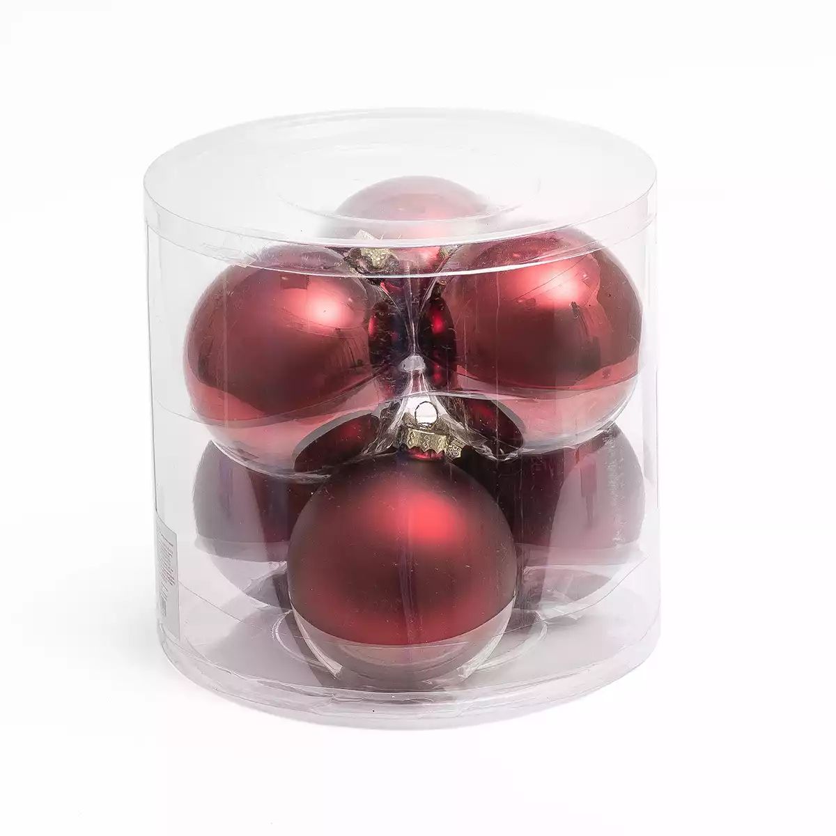 Набор стеклянных шаров 8 см 6 шт бордовый 058D-6607D