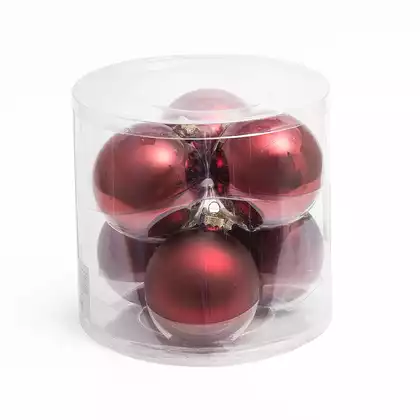 Набор стеклянных шаров 8 см 6 шт бордовый 058D-6607D