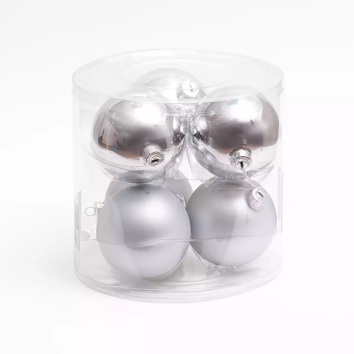 Набор стеклянных шаров 8 см 6 шт серебро 058D-6619D