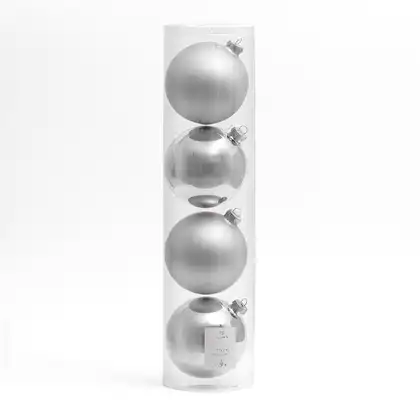 Набор стеклянных шаров 10 см 4 шт серебро 058D-6620D