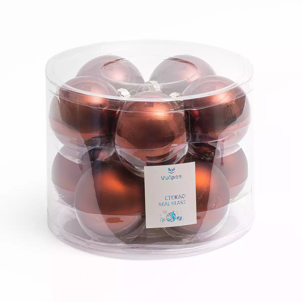 Набор стеклянных шаров 6 см 10 шт кофе 058D-6624D
