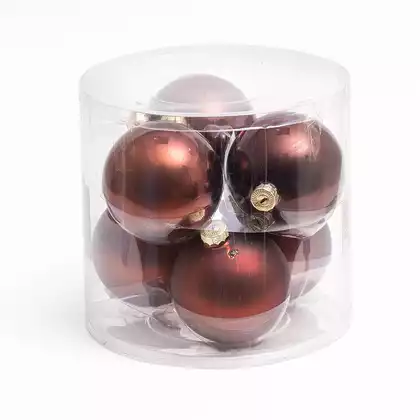 Набор стеклянных шаров 8 см 6 шт кофе 058D-6625D