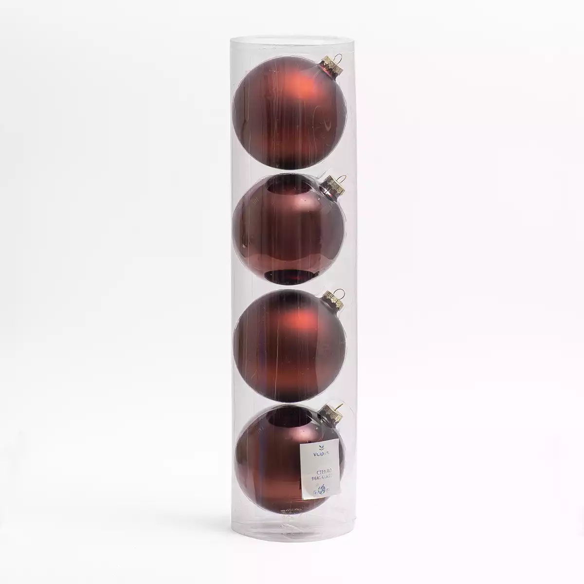 Набор стеклянных шаров 10 см 4 шт кофе 058D-6626D
