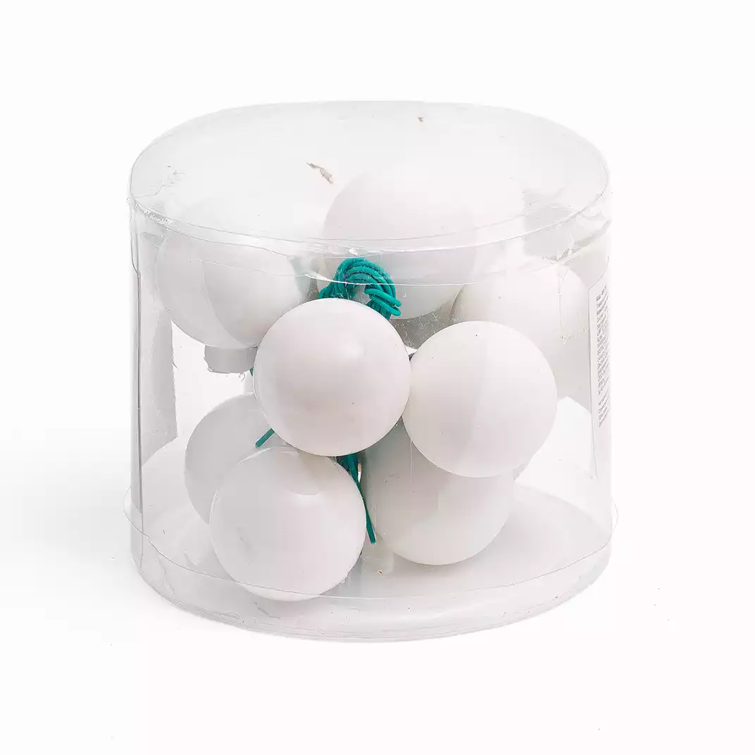 Гроздь стеклянных шаров на проволке 3 см белый 058D-6627D