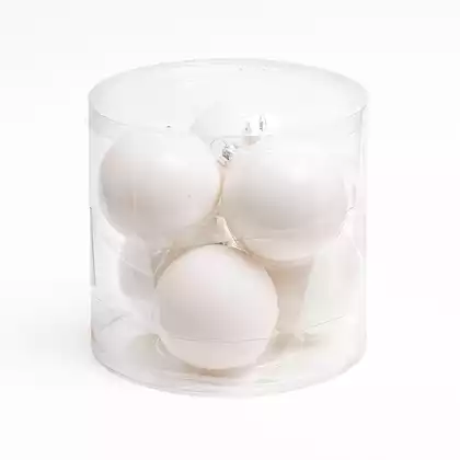 Набор стеклянных шаров 8 см 6 шт белый 058D-6631D