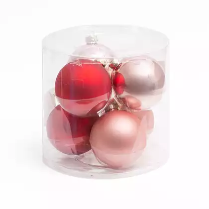 Набор стеклянных шаров 8 см 6 шт белый Багровый закат 058D-6637D