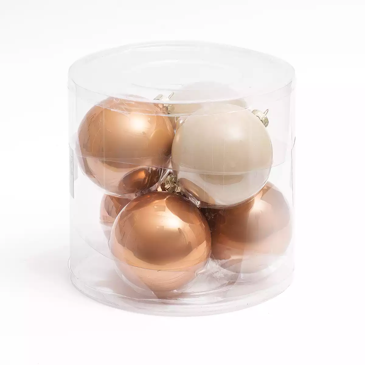 Набор стеклянных шаров 8 см 6 шт Кашемировая роза 058D-6643D