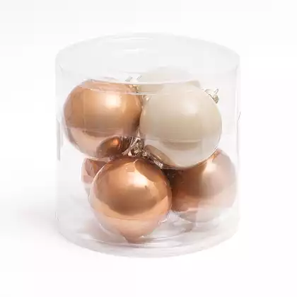 Набор стеклянных шаров 8 см 6 шт Кашемировая роза 058D-6643D