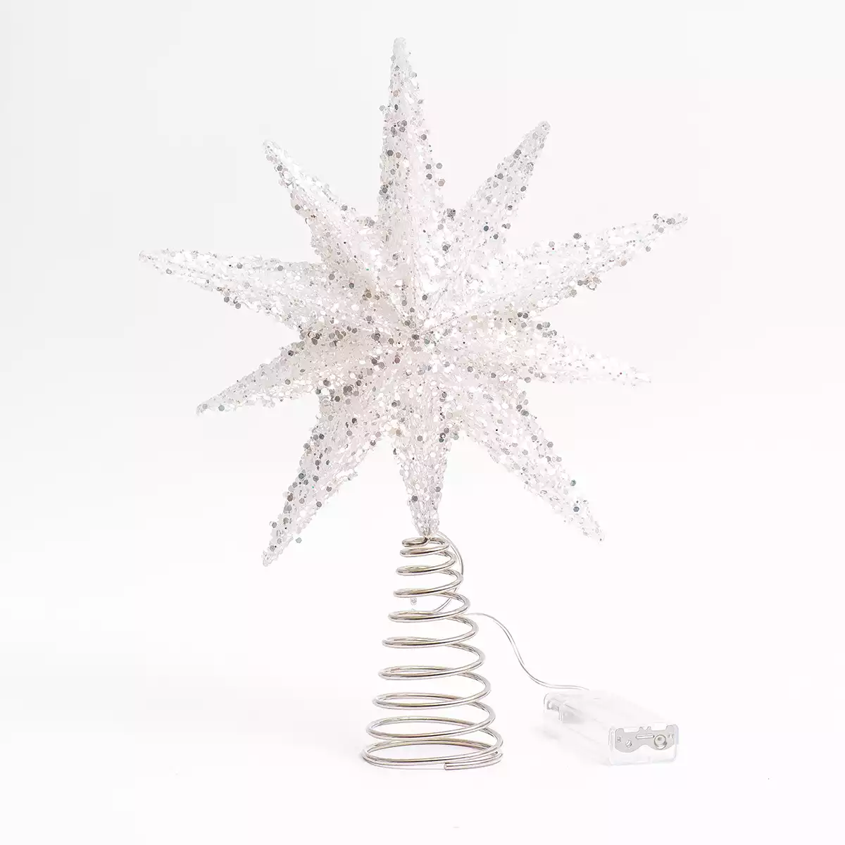 Новогодняя верхушка звезда 31,5х25 см белый с серебром 058D-6673D