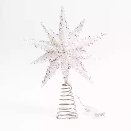 Новогодняя верхушка звезда 31,5х25 см белый с серебром 058D-6673D