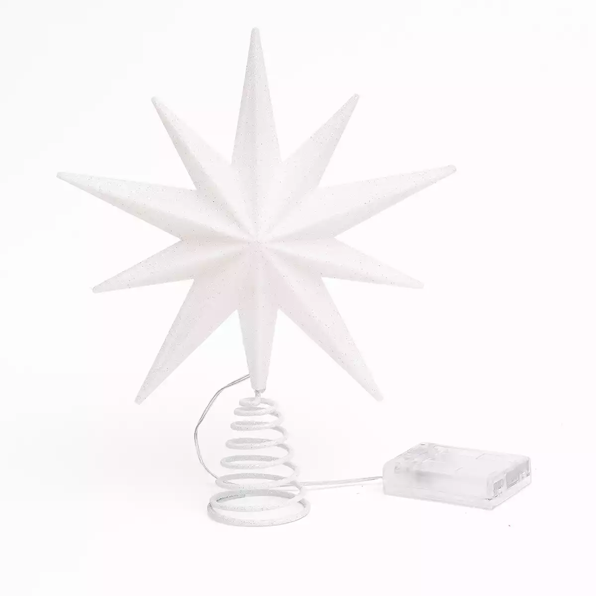 Верхушка звезда 31,5х25 см белый блеск на батарейка х 058D-6743D