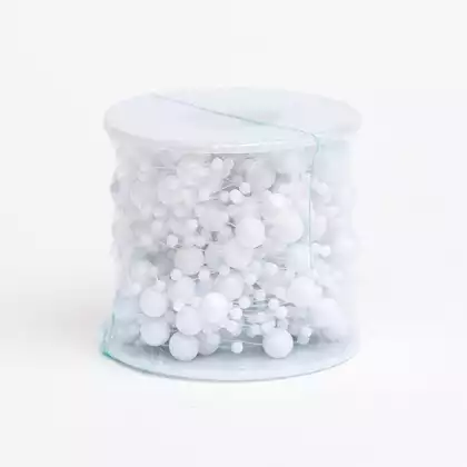 Новогодние бусы 10 м белые шарики на катушке 058D-6791D