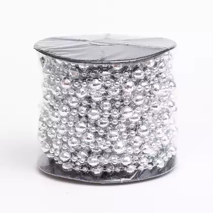 Новогодние бусы 10 м серебрянные шарики грани на катушке 058D-6794D