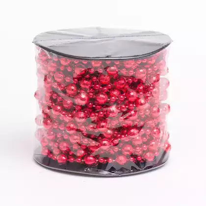 Новогодние бусы 10 м красные шарики с гранями на катушке 058D-6796D