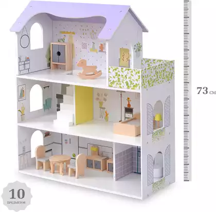 Дом для куклы DH640 деревянный с набором мебели в/к