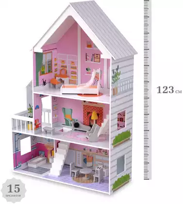 Дом для куклы DH641 деревянный с набором мебели в/к
