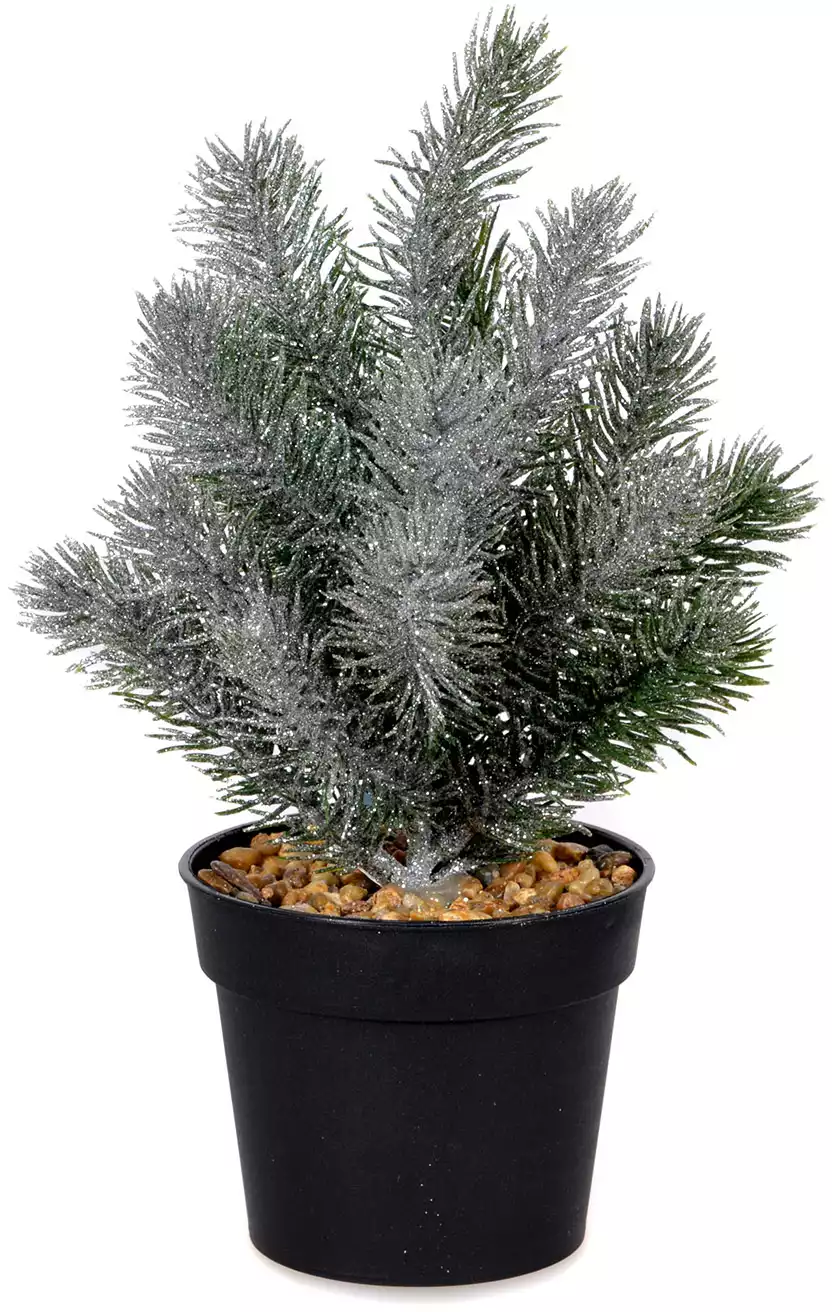 Ель 22 см зеленая с серебром 058D-6546D