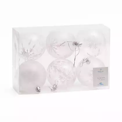 Набор шаров 6 шт 8 см лед со снегом 058D-6847D