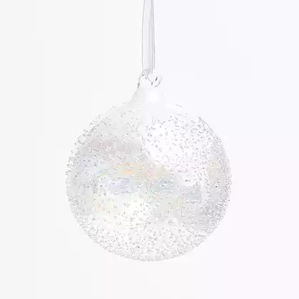 Новогодний шар стеклянный 10 см прозрачные брызки 058D-6845D