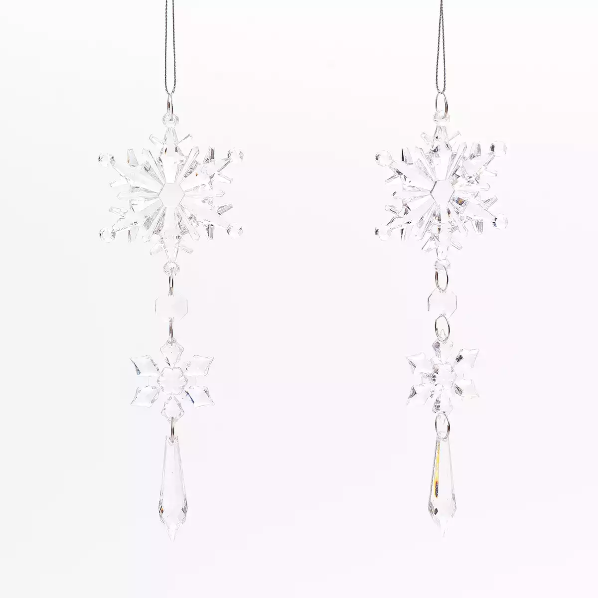 Набор фигурок 2 шт снежинки 19,5 см прозрачный 058D-6775D