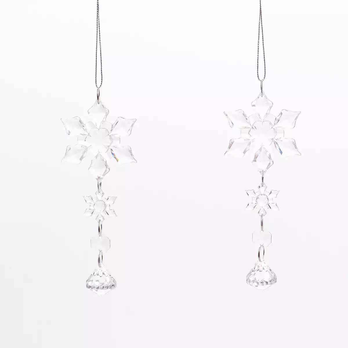 Новогодняя фигурка 2 шт снежинки 15 см прозрачный 058D-6776D