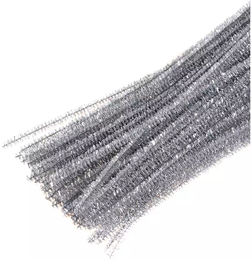 Синельная проволока мишура 60 шт 30 см серебро 058D-6857D