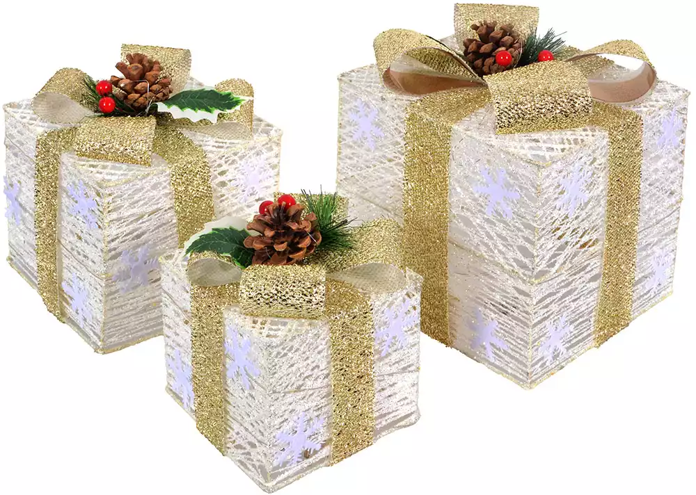 Фигура световая Подарки 3 шт 19 см, 15 см,12 см 058D-6866D