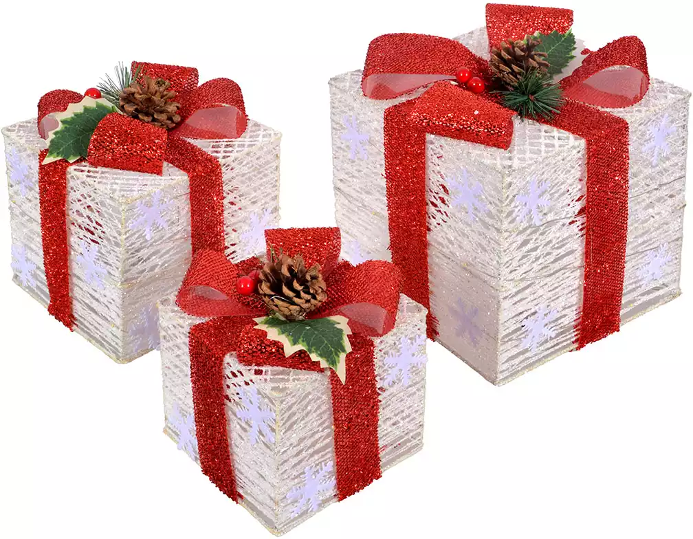 Фигура световая Подарки 3 шт 19 см, 15 см,12 см 058D-6867D