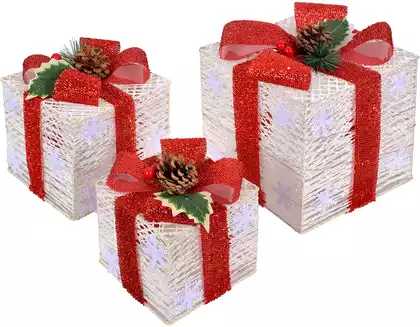 Фигура световая Подарки 3 шт 19 см, 15 см,12 см 058D-6867D