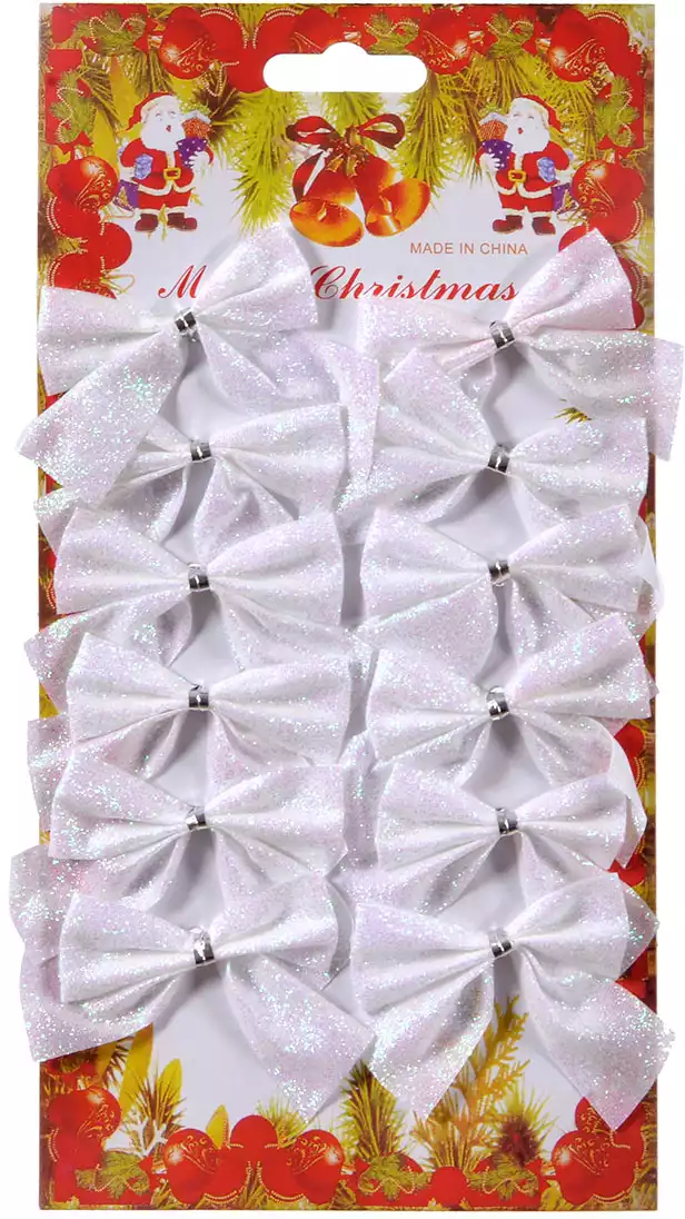 Набор бантиков белый 12 шт 5,5х5,5 см 058D-6923D