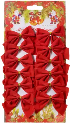 Набор бантиков красный 12 шт 5,5х5,5 см 058D-6924D