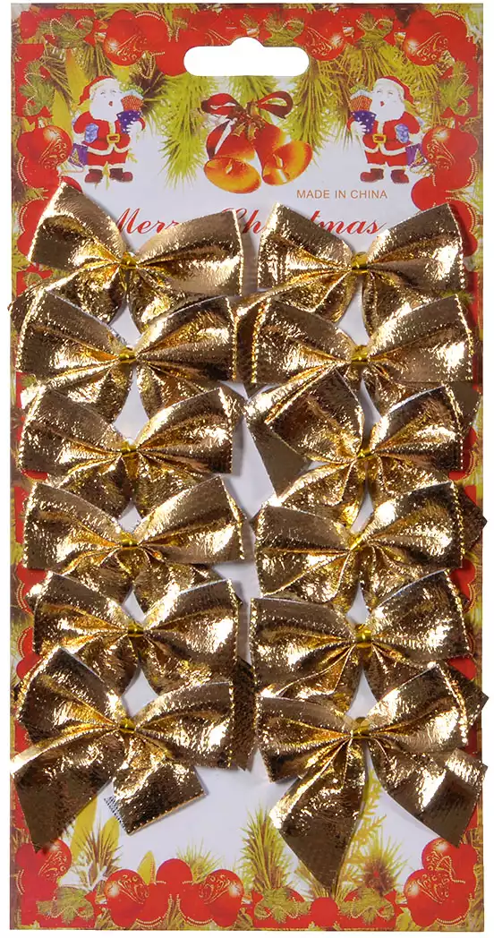 Набор бантиков золото 12 шт 5х5 см 058D-6926D