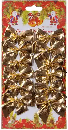 Набор бантиков золото 12 шт 5х5 см 058D-6926D