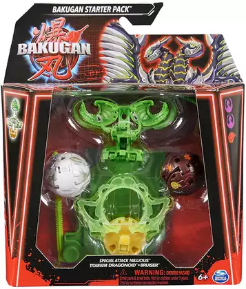 Игровой набор SPIN MASTER - Bakugan Starter Pack, в наборе: 1 атакающий вращающийся и 2 катящихся мяча для бакуган, карта rip, XL rip cord и несколько карт, серия Bakugan, возраст 6+