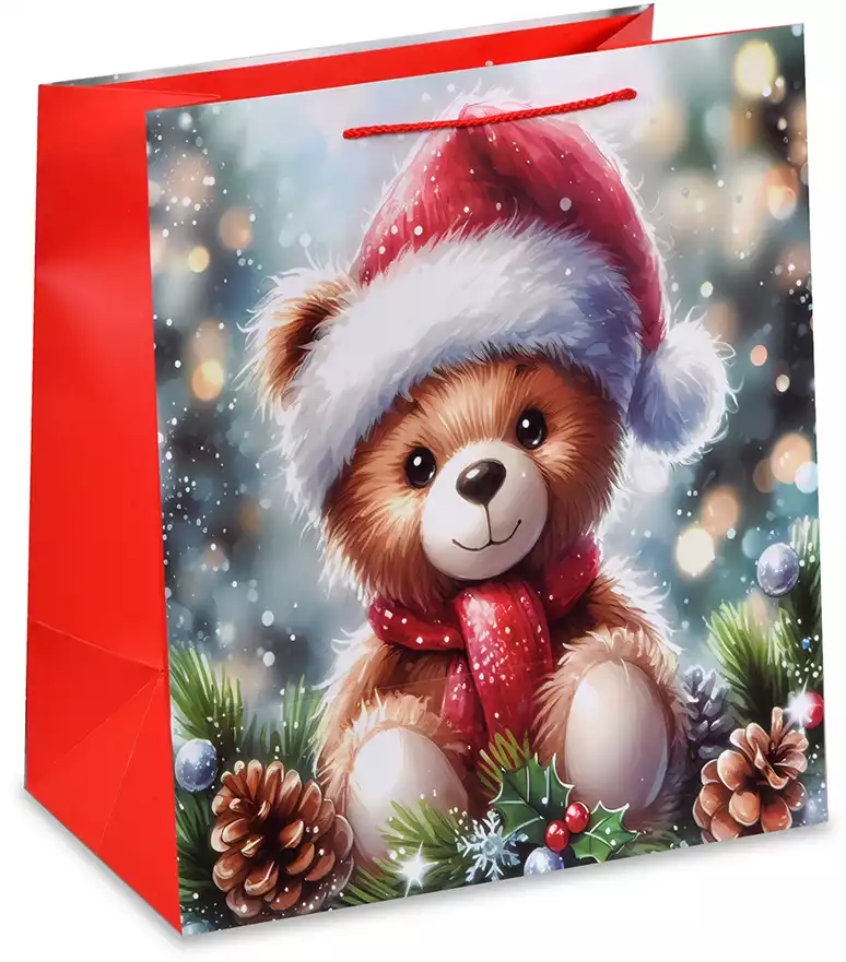 Пакет новогодний 38х38х20см Новогодний мишка YM25-1