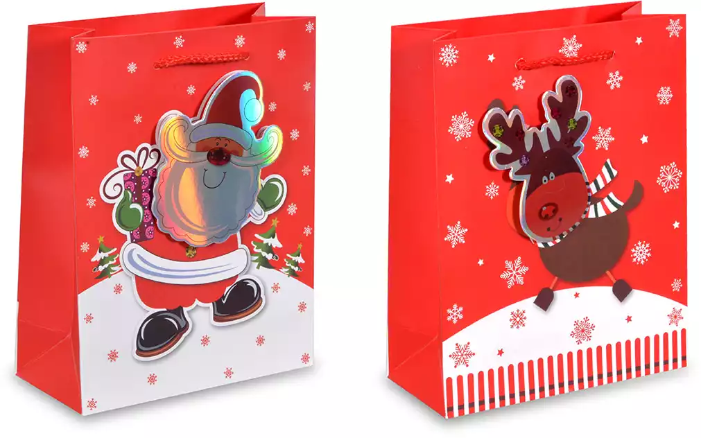 Пакет новогодний 23х18х8см Красный 3Д YM25-4