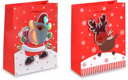 Пакет новогодний 23х18х8см Красный 3Д YM25-4